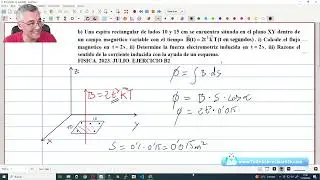 Espira rectangular. Flujo magnético. Magnetismo. Física. Selectividad.