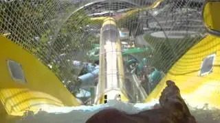 Bloom and Creamy go down the big yellow slide