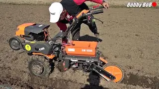 Motocultor O'Mac MC700 - 7 cai pe curea + semanatoarea SM1000 - am pus mazarea