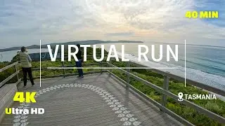 Virtual Run Beach Islands & Ocean Views 4K - Running Video - Virtual Scenery - Tasmania
