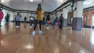 Sassy Seniors learning the  linedance Glu at Municipal Gardens.