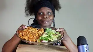 THE TYPE OF MAN I WANT | Garden Salad Spaghetti Pasta ASMR Eating Sounds