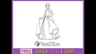 Outline Cinderella Princess SVG Free Download Cut File for Cricut Silhouette Disney PNG Clipart