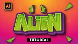 Create Cartoon Style 3D Text Effect in Illustrator - Alien 3D Text Effect