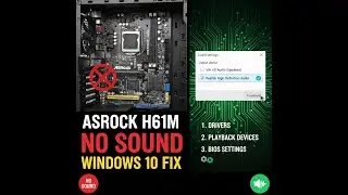 Fix No sound with asrock H61M || ASROCK H61M VS R2.0 No sound on windows 10