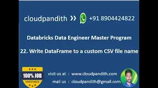 22. Write Dataframe data to custom CSV file name in Databricks | Write DataFrame to Single CSV file