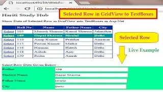 Display GridView Selected Row data in TextBox in Asp.Net | Hindi | Learn Asp.net