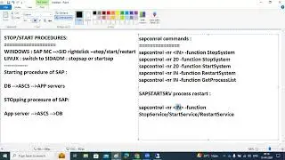 SAP STOP & START PROCEDURES