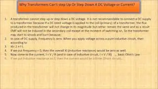 WHY TRANSFORMERS CANT STEP UP OR STEP DOWN A DC VOLTAGE OR CURRENT ?