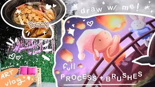 ART VLOG 02 | Draw w/ me ✍ | FULL painting process | BRUSHES I use on Procreate and short outings ✨
