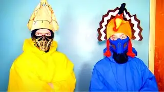 REAL MORTAL KOMBAT - Scorpion vs Sub-Zero Thanksgiving FOOD FIGHT ROULETTE! | MK PARODY