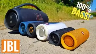 JBL Boombox 3 + 2x JBL Charge 5 + JBL Pulse 4 + JBL Flip 6 + JBL Flip 5 extreme BASS TEST !!! 100%