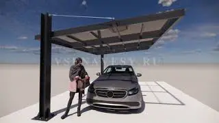 Проект современного и стильного металлического навеса для автомобиля (metal carport).