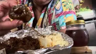 Oxtails with onions and gravy,and red skin  mashed potatoes featuring my homemade soursop juice