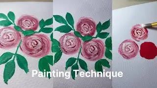Easy rose flower painting || Painting hacks for beginners || Painting techniques