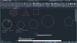 AutoCAD  polygon (çokgen) Komutu -5.bölüm-10.ders