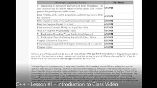 C++ - Lesson #1 - Introduction to Class Video
