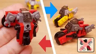 Micro LEGO brick  motorcycle  transformer mech - Bikey V2 