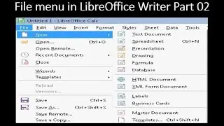 File menu options Save, Save As, Export, Send, Preview in LibreOffice Writer Part 04