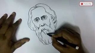 How to draw sketch of Rabindranath Tagore || Indian Poet || Winner - Noble Prize for Literature