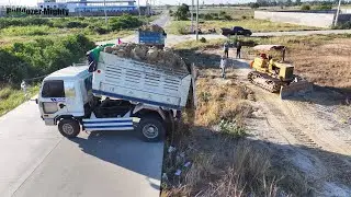 Transaction​ Special Extreme Bulldozer KOMATSU D31P, Dump Truck Unloading, Filling Up The Land huge