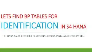 LETS FIND BP TABLES FOR IDENTIFICATION IN S4 HANA