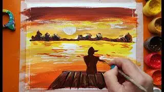 Папа на рыбалке. Рисунок ко дню Отца.