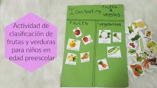 Actividad de clasificación de frutas y verduras para niños en edad preescolar