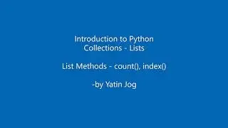 Python List Methods - count(), index()