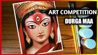 how to draw maa durga |how to draw maa durga drawing with poster colour | durga puja drawing