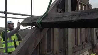 Orleton Manor roof removal - the biggest purlin finished (8)