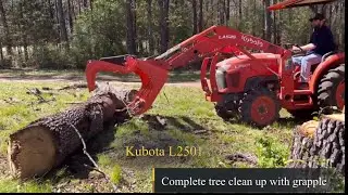 Kubota L2501 | Tree Clean Up with Grapple | Start to Finish