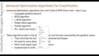 Logistic regression: cost function minimization for classification