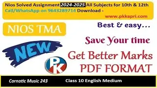 Carnatic Music 243 Nios Tma Question 2025 with Answers 10 Class For 2024 25 Exam Session