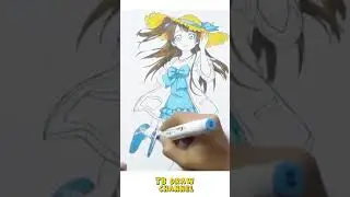 How to draw a Cute Girl at the Beach in Swimsuit step by step | TB Draw #Shorts