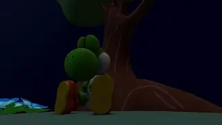 Yoshi sleeping under a tree at night (for @tristandove5785)