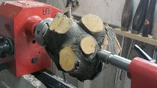 Woodturning - Live edge lime vase / Hollow form.