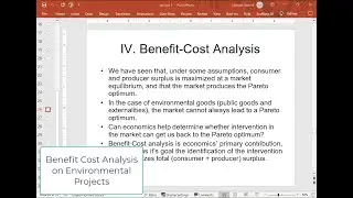 Benefit Cost Analysis in Environmental Goods