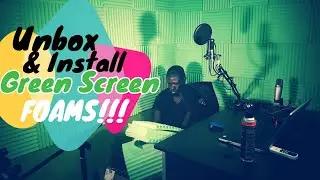 Acoustic foam panels setup as green screen backgrounds