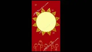 Animated Vertical template for social media  Rotating ring, sunflower from animated golden lines