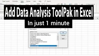 How to Install the Data Analysis ToolPak in Microsoft Excel/Adding Data Analysis Button Into Excel