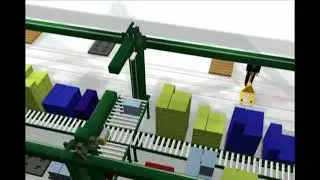 OPEN GANTRY MULTILINE PALLETIZER SIMULATION by SAGE AUTOMATION