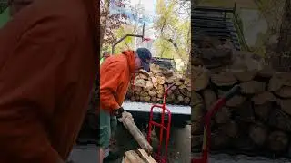 Using 1-arm “wheelbarrow” to move FIREWOOD