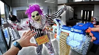 NERF HALLOWEEN CLOWN ATTACK! They disappear...