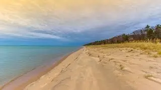Drone view of Lake Michigan beaches