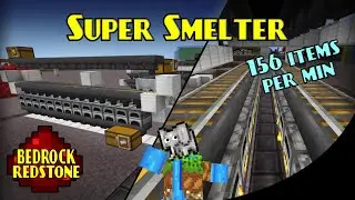 Super Smelter Automated Furnace | Minecraft Bedrock Redstone Tutorial | MCPE XBOX PS SWITCH