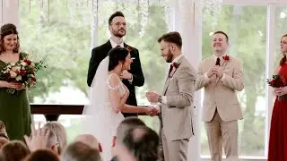Bride and groom get emotional while singing The Blessing worship song at The Pearl at Sabine Creek
