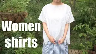 135🧵[sewing vlog] 長方形の布２枚を縫い合わせるだけPart１簡単ブラウス/シャツ/How to sew a easy shirt/only two pieces of cloth