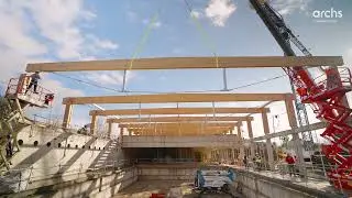 Instalación vigas de madera · Archs Constructora (4K)