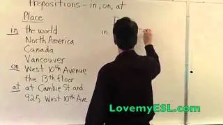 Prepositions  in, on, at